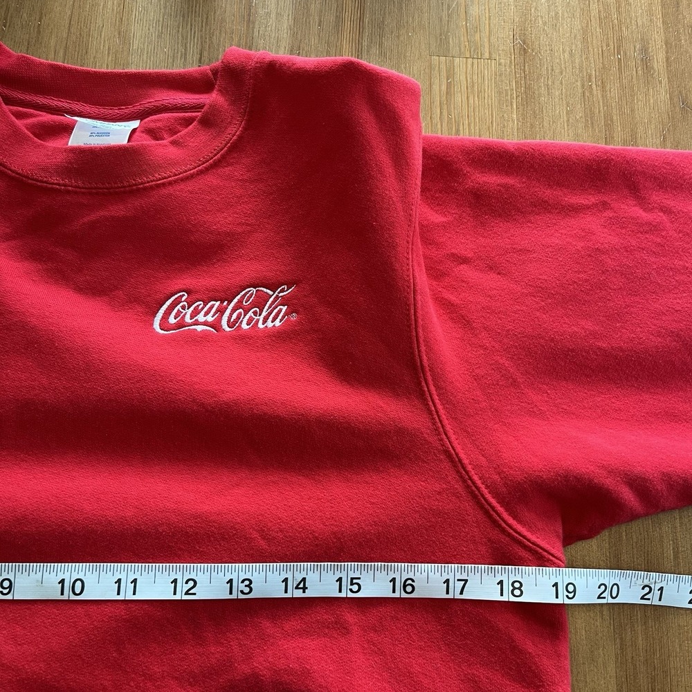 Coca Cola Sweatshirt Size Small Red Embroidered Crewneck Classic Coke Holiday - Picture 12 of 13